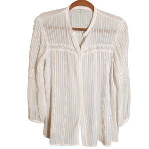 Gerard Darel Pintuck Lace Blouse Ivory Size 38 Medium